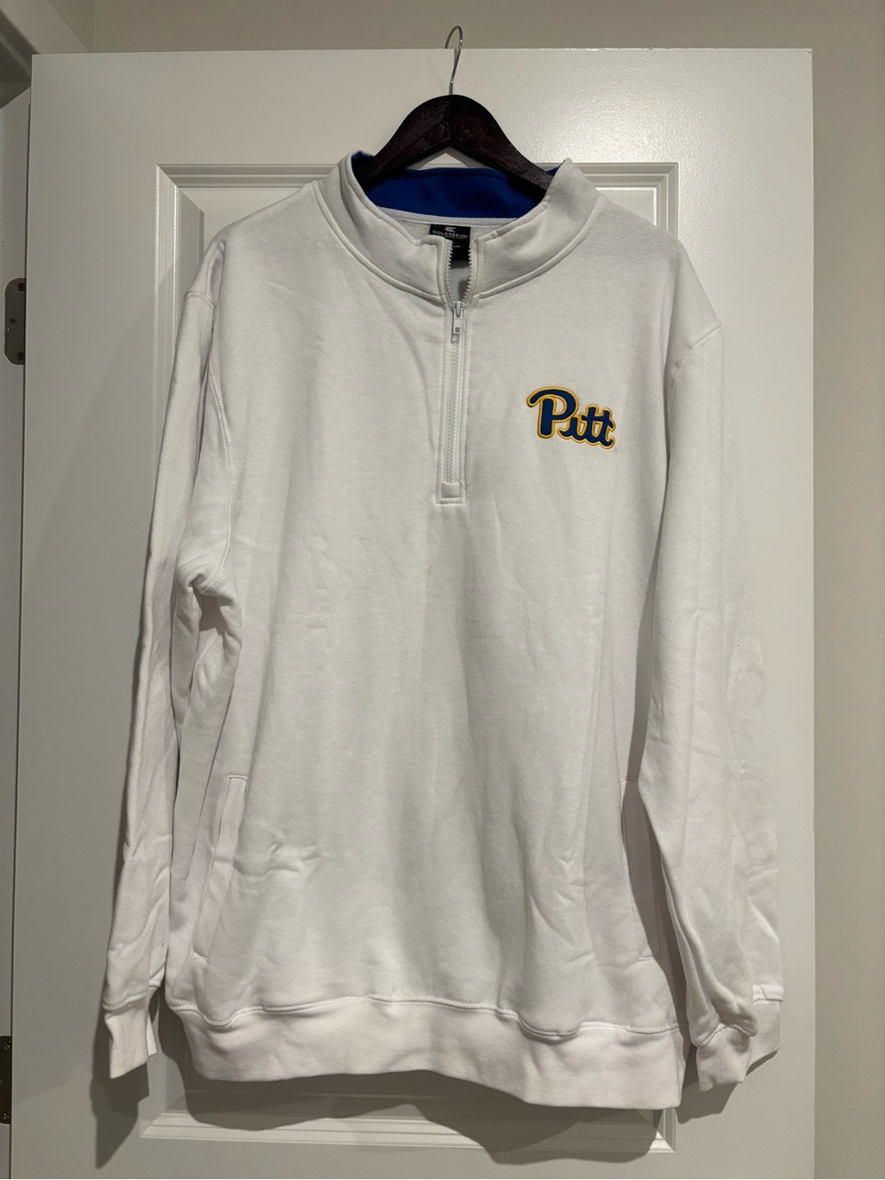 Pitt Embroidered White Quarter-Zip Sweatshirt - XXL